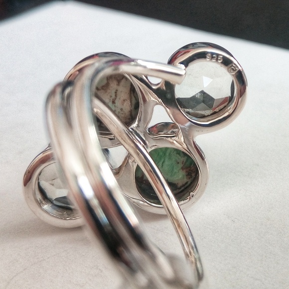 Genuine Prasiolite & Variscite Ring - Picture 3 of 3